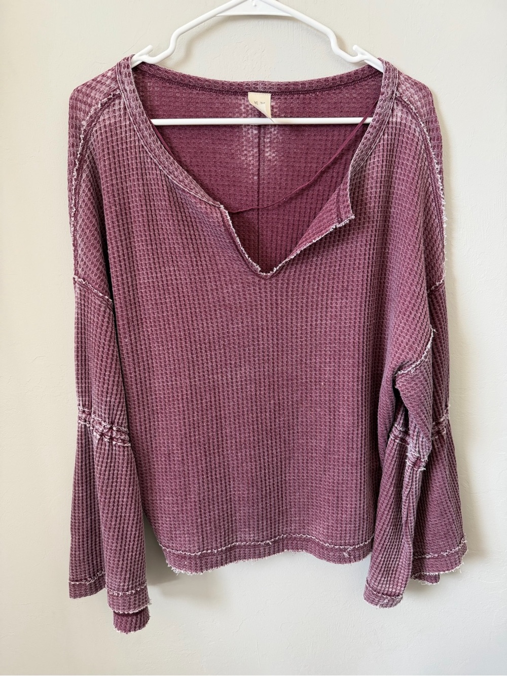 We The Free Washed Waffle Knit Long-Sleeve Top - Dusty Mauve